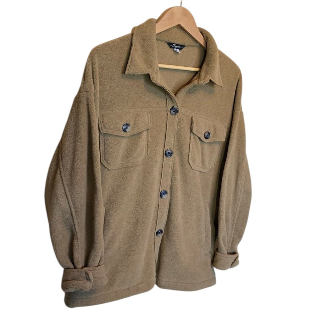 Tan/Camel Fleece "Shacket" sz L - Picture 2 of 8